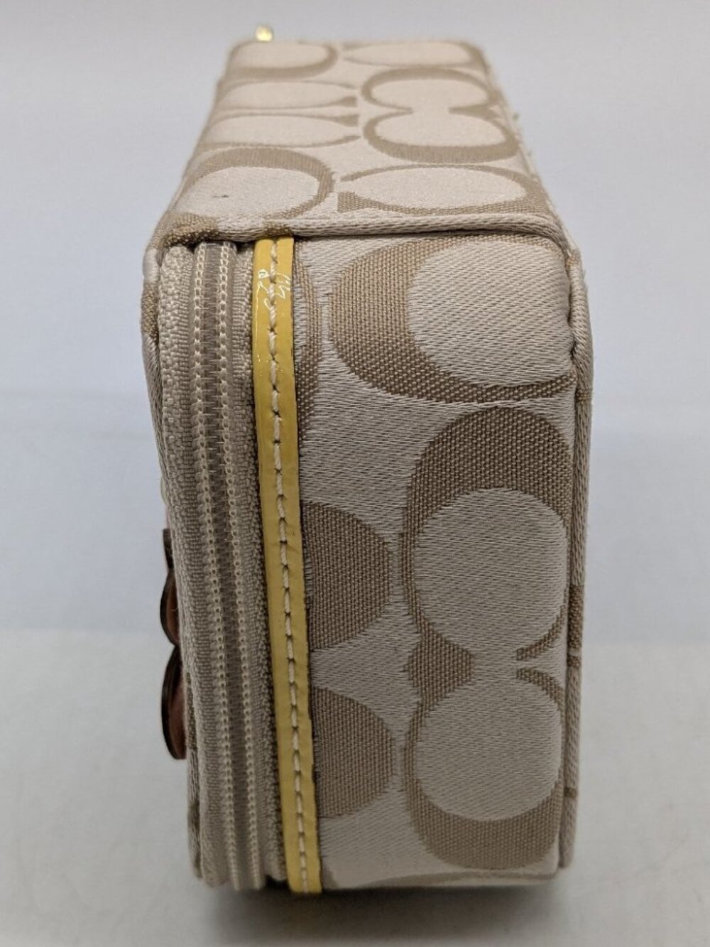Coach Monogram Canvas Leather Flower Applique Travel Jewelry Box - Picture 2 of 8